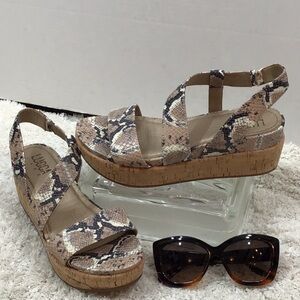Lucca Lane Olympia snakeskin platform sandals 8
